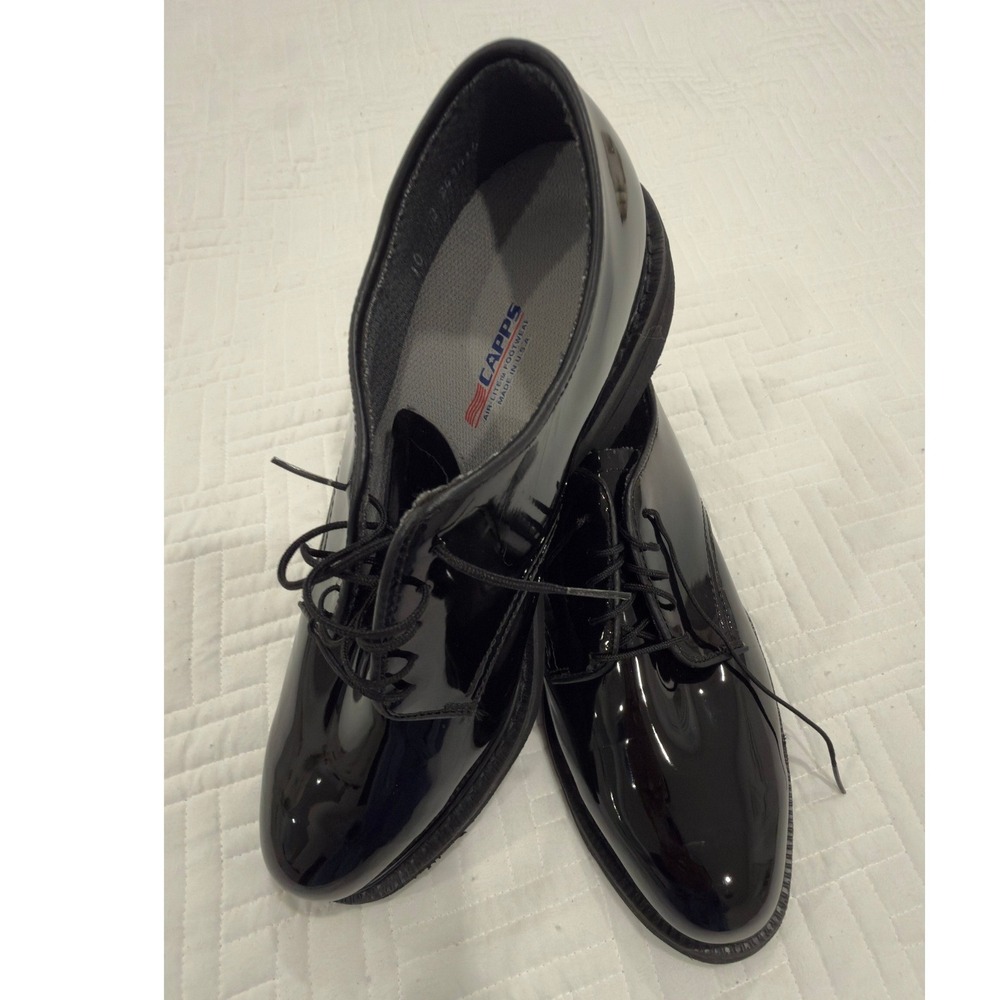 Capps Air-Lite Black Patent Leather Military‎ Dress Oxfords Vibram Sole 10D